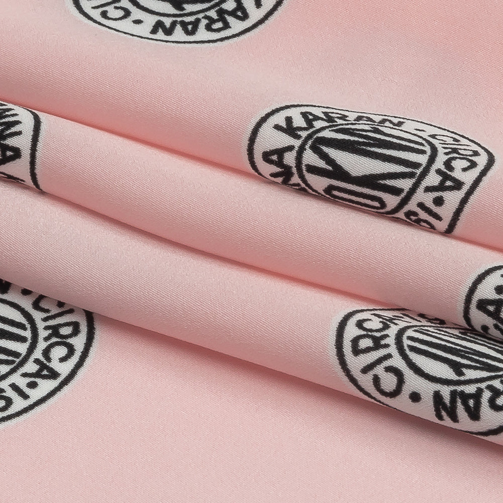 Donna Karan Pink, Black and White Logo Tokens Crepe de Chine Folded Donna Karan Pink, Black and White Logo Tokens Crepe de Chine Folded