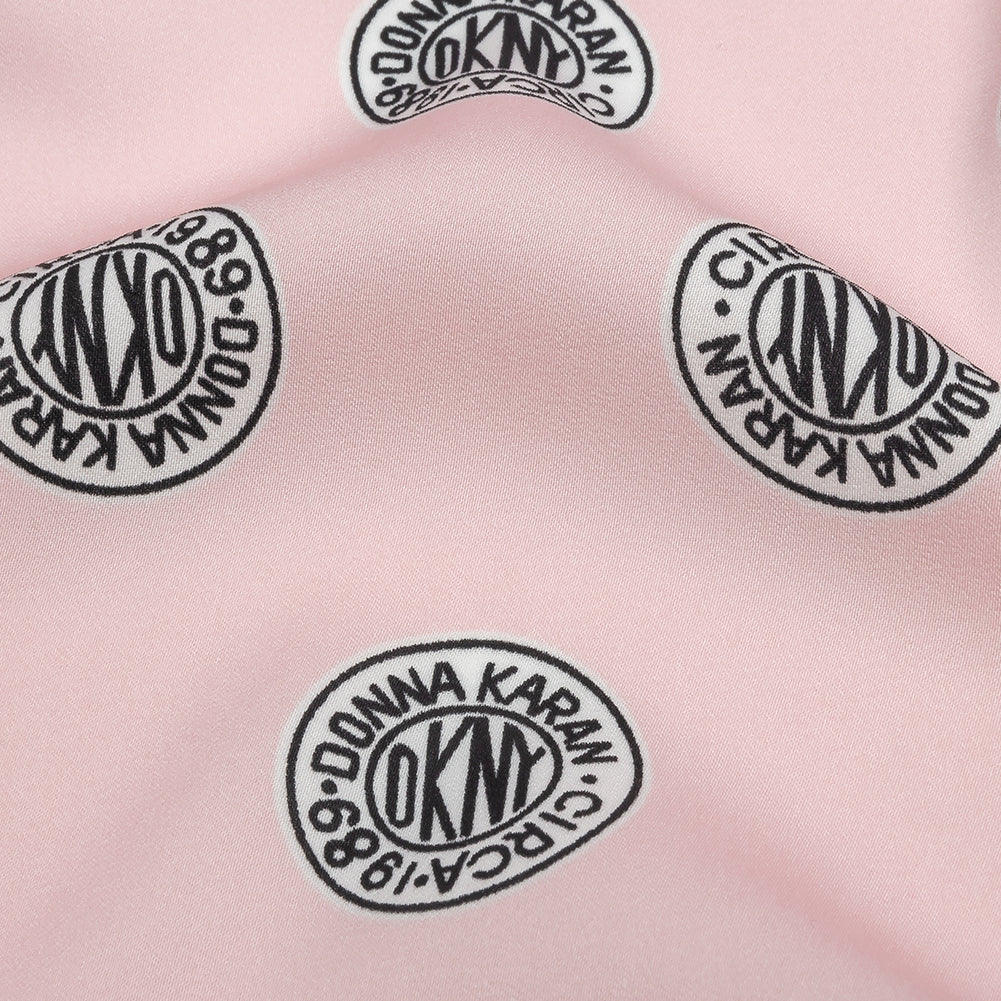 Donna Karan Pink, Black and White Logo Tokens Crepe de Chine Detail Donna Karan Pink, Black and White Logo Tokens Crepe de Chine Detail