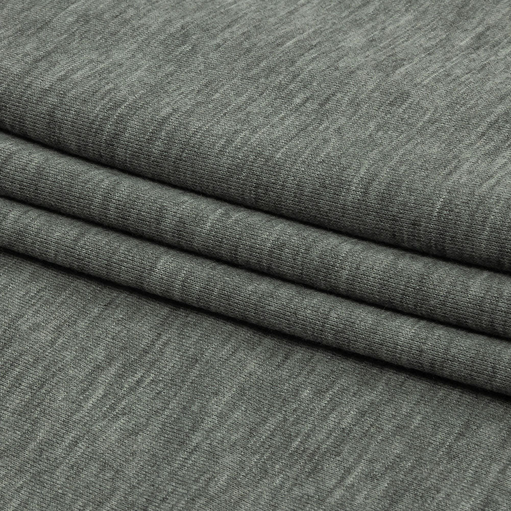 Heathered Gray Lightweight Stretch Recycled Polyester French Terry Folded Heathered Gray Lightweight Stretch Recycled Polyester French Terry Folded