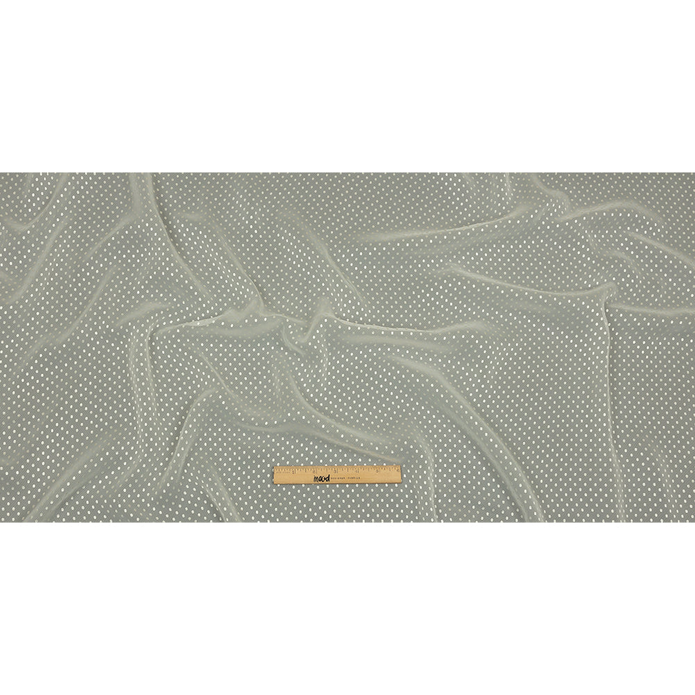 Famous Australian Designer Lead Crystal Embroidered Dots and Diagonal Striped Polyester and Viscose Chiffon Full Famous Australian Designer Lead Crystal Embroidered Dots and Diagonal Striped Polyester and Viscose Chiffon Full