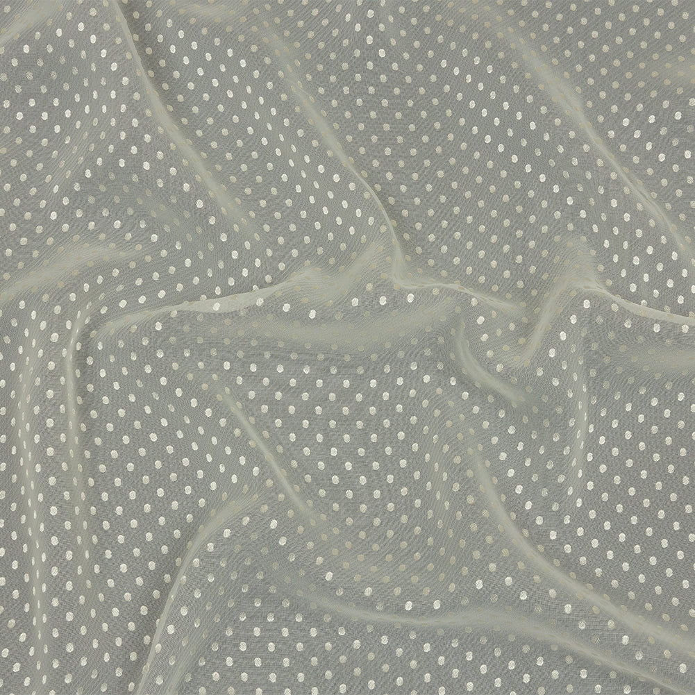 Famous Australian Designer Lead Crystal Embroidered Dots and Diagonal Striped Polyester and Viscose Chiffon Famous Australian Designer Lead Crystal Embroidered Dots and Diagonal Striped Polyester and Viscose Chiffon