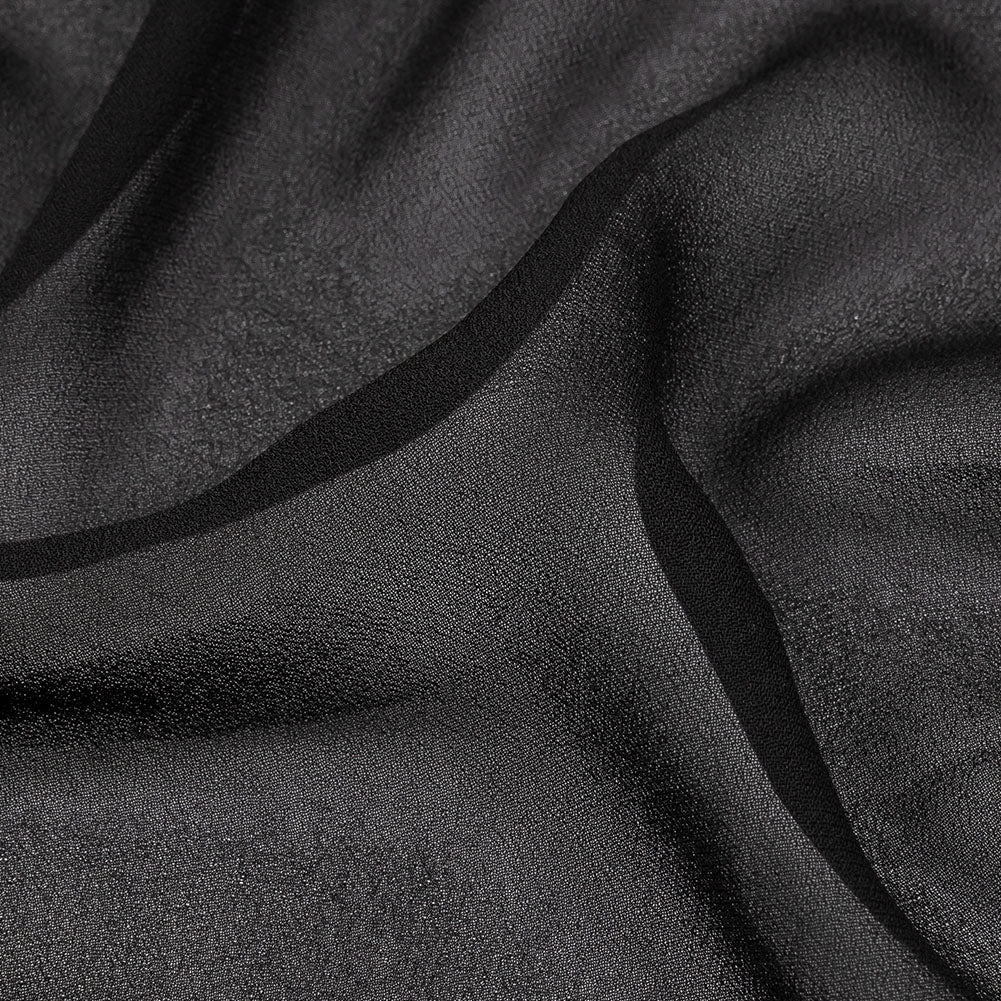 Famous Australian Designer Black Viscose Georgette Detail Famous Australian Designer Black Viscose Georgette Detail