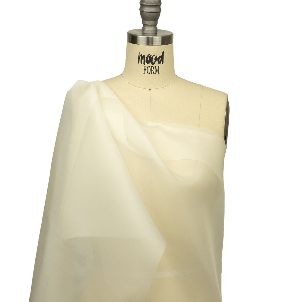 Famous Australian Designer White Asparagus Silk Organza Drape Famous Australian Designer White Asparagus Silk Organza Drape
