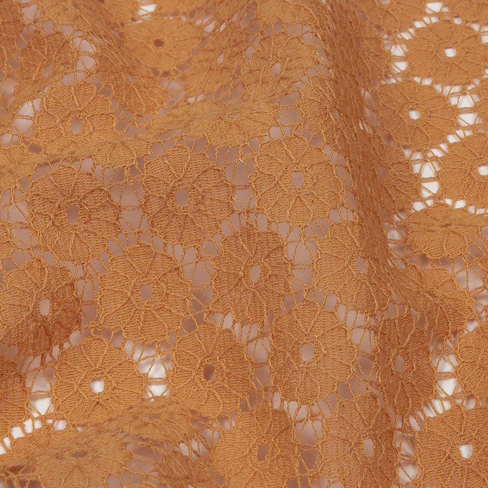 Famous Australian Designer Tan Floral Cotton Blend Re-Embroidered Lace Detail Famous Australian Designer Tan Floral Cotton Blend Re-Embroidered Lace Detail