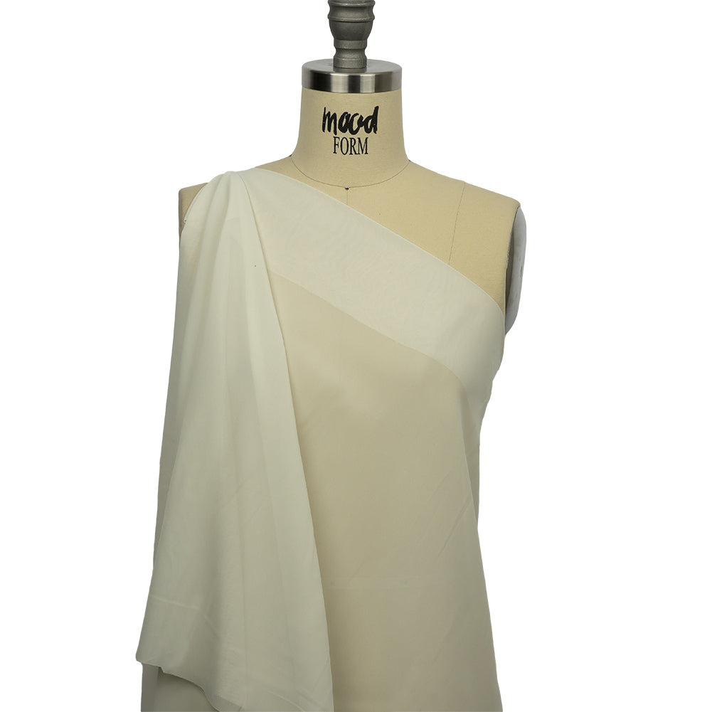 Famous Australian Designer Antique White Polyester Georgette - Drape Famous Australian Designer Antique White Polyester Georgette - Drape