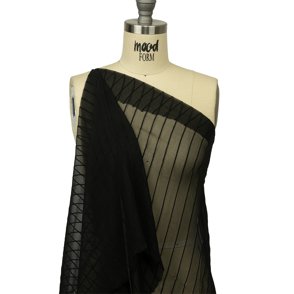 Famous Australian Designer Nebulosity Pintucked Silk Chiffon Drape Famous Australian Designer Nebulosity Pintucked Silk Chiffon Drape