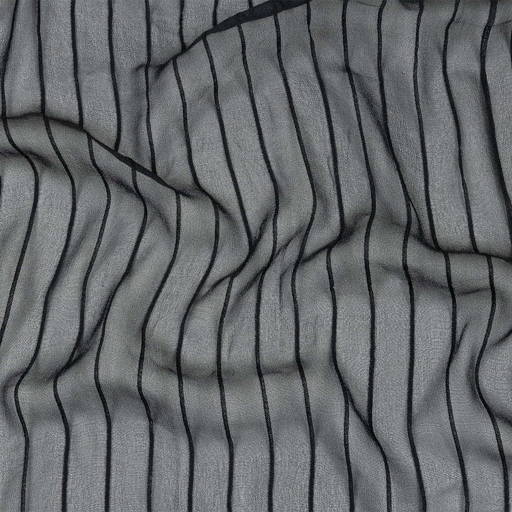 Famous Australian Designer Black Beauty Pintucked Silk Chiffon Famous Australian Designer Black Beauty Pintucked Silk Chiffon