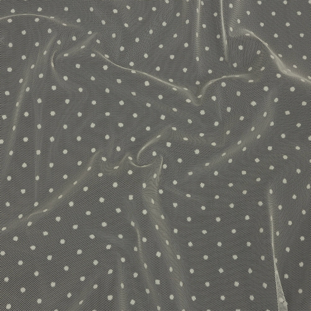 Famous Australian Designer Pearl Flocked Polka Dots Point D'esprit Famous Australian Designer Pearl Flocked Polka Dots Point D'esprit