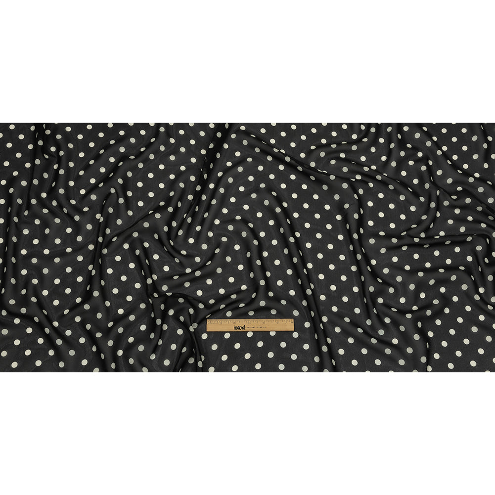 Famous Australian Designer Black and White Polka Dots Polyester Georgette Famous Australian Designer Black and White Polka Dots Polyester Georgette