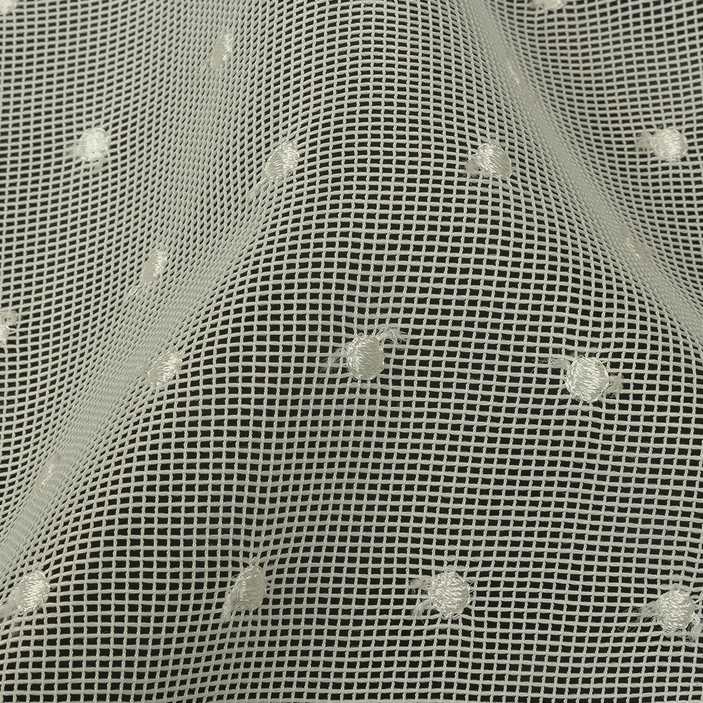 Famous Australian Designer White Sand Embroidered Polka Dots Woven Mesh Folded Famous Australian Designer White Sand Embroidered Polka Dots Woven Mesh Folded