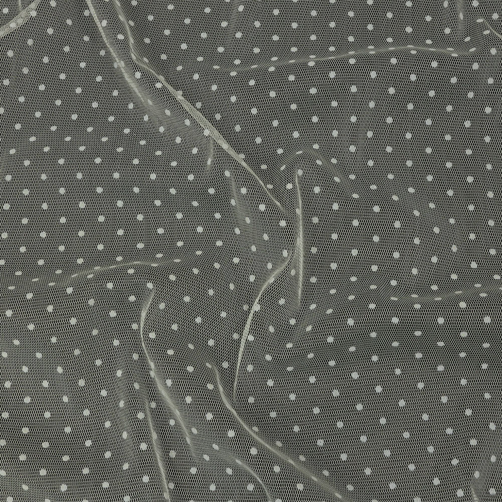 Famous Australian Designer Cream Flocked Polka Dotted Point D'esprit Famous Australian Designer Cream Flocked Polka Dotted Point D'esprit
