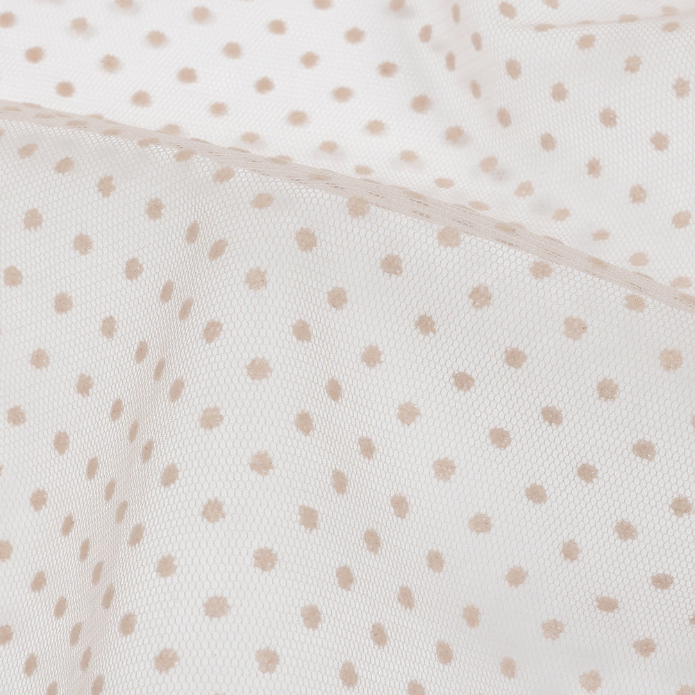 Famous Australian Designer Ballet Pink Flocked Polka Dots Point D'esprit Detail Famous Australian Designer Ballet Pink Flocked Polka Dots Point D'esprit Detail