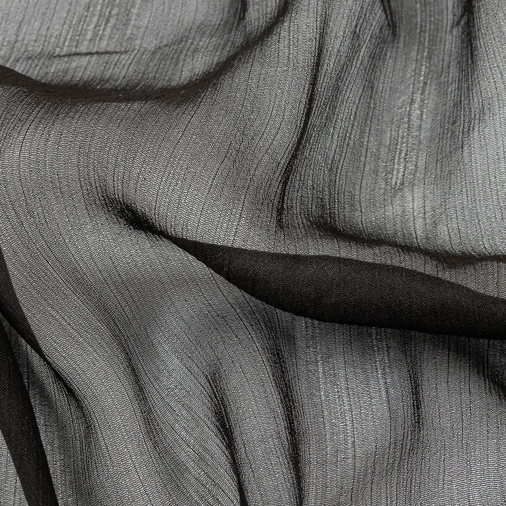 Famous Australian Designer Black Bean Crinkled Silk Chiffon Detail Famous Australian Designer Black Bean Crinkled Silk Chiffon Detail