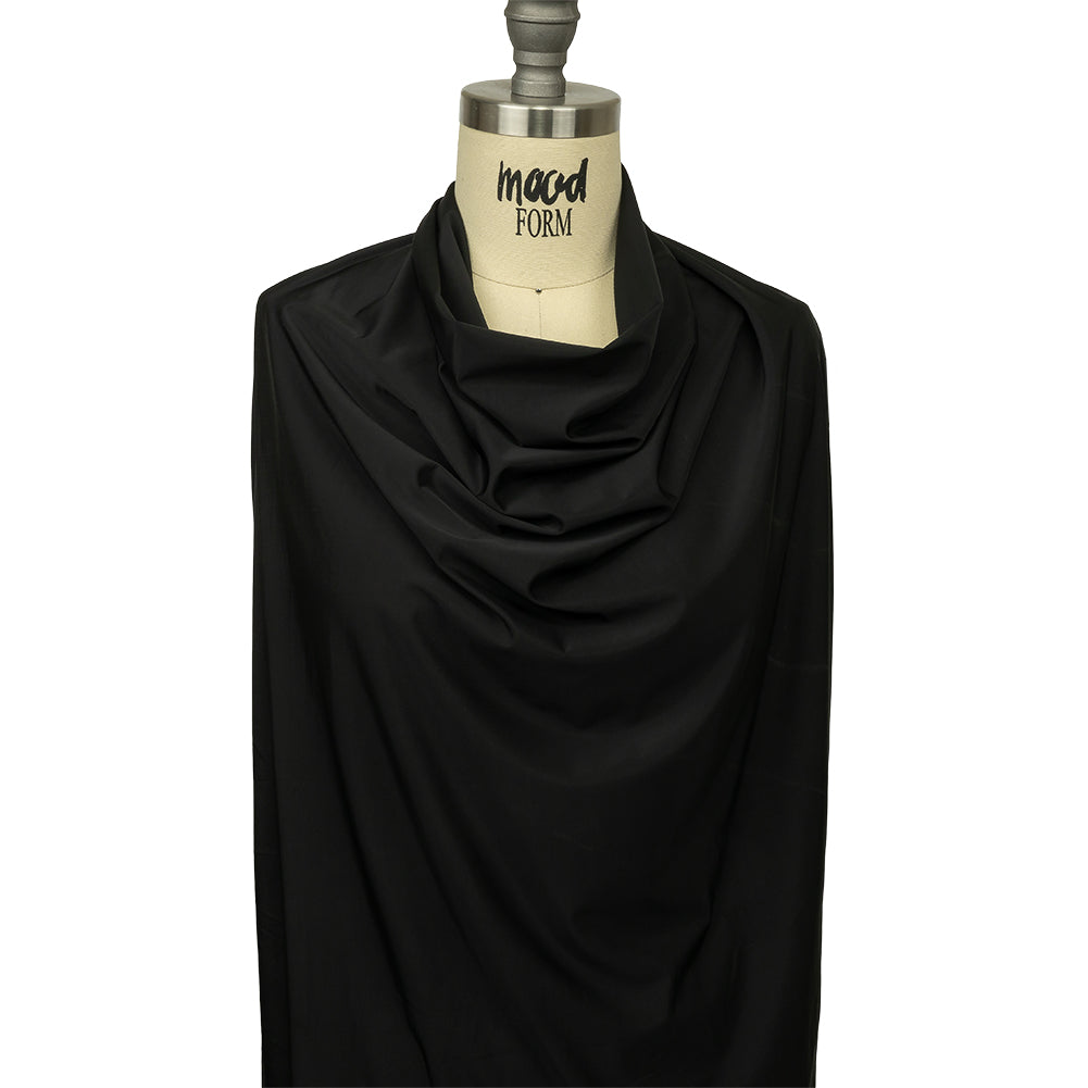 Famous Australian Designer Black Onyx Stretch Polyester Jersey Drape Famous Australian Designer Black Onyx Stretch Polyester Jersey Drape