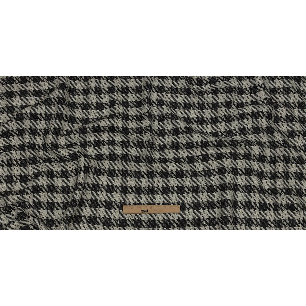 Famous Designer Charcoal and White Shepherd's Plaid Fulled Wool Twill Coating Full Famous Designer Charcoal and White Shepherd's Plaid Fulled Wool Twill Coating Full