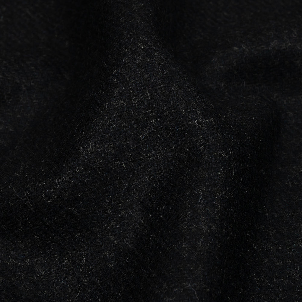 Famous Designer Navy and Black Subtle Plaid Felted Wool Heavyweight Suiting Detail Famous Designer Navy and Black Subtle Plaid Felted Wool Heavyweight Suiting Detail