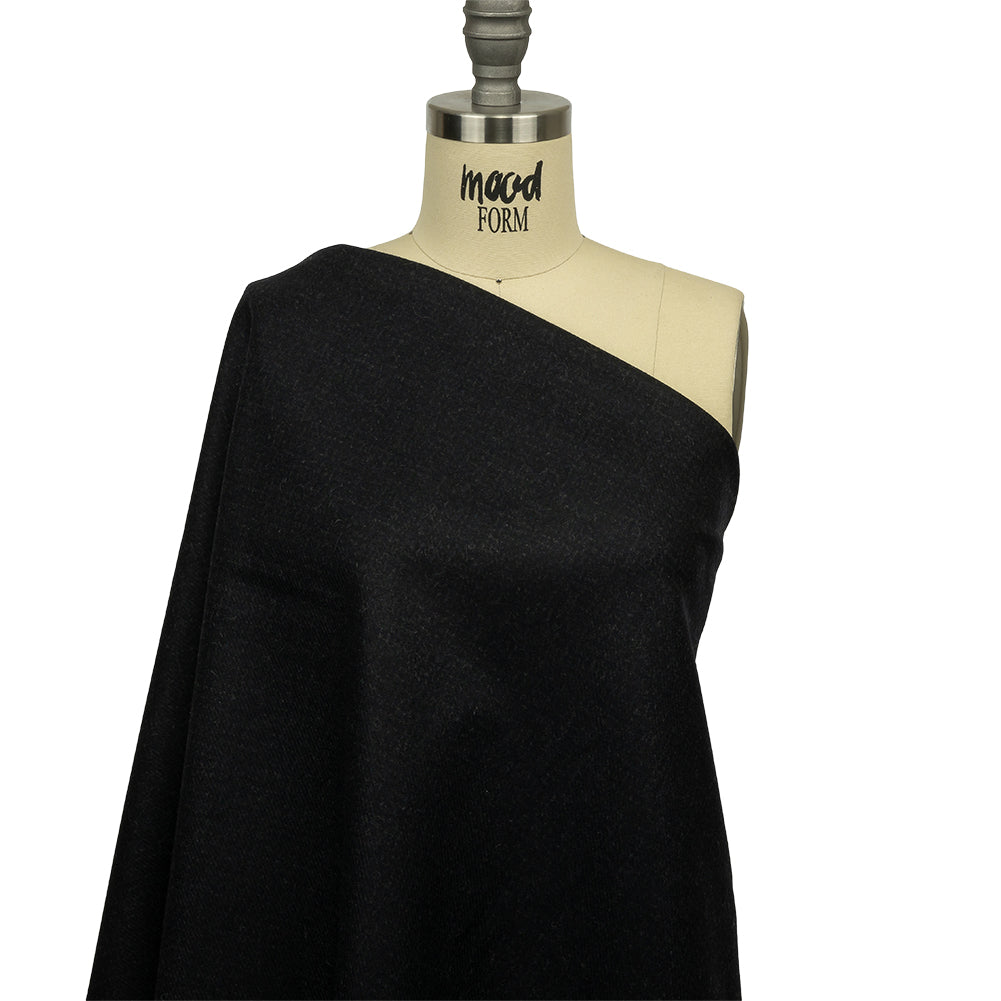 Famous Designer Navy and Black Subtle Plaid Felted Wool Heavyweight Suiting Drape Famous Designer Navy and Black Subtle Plaid Felted Wool Heavyweight Suiting Drape