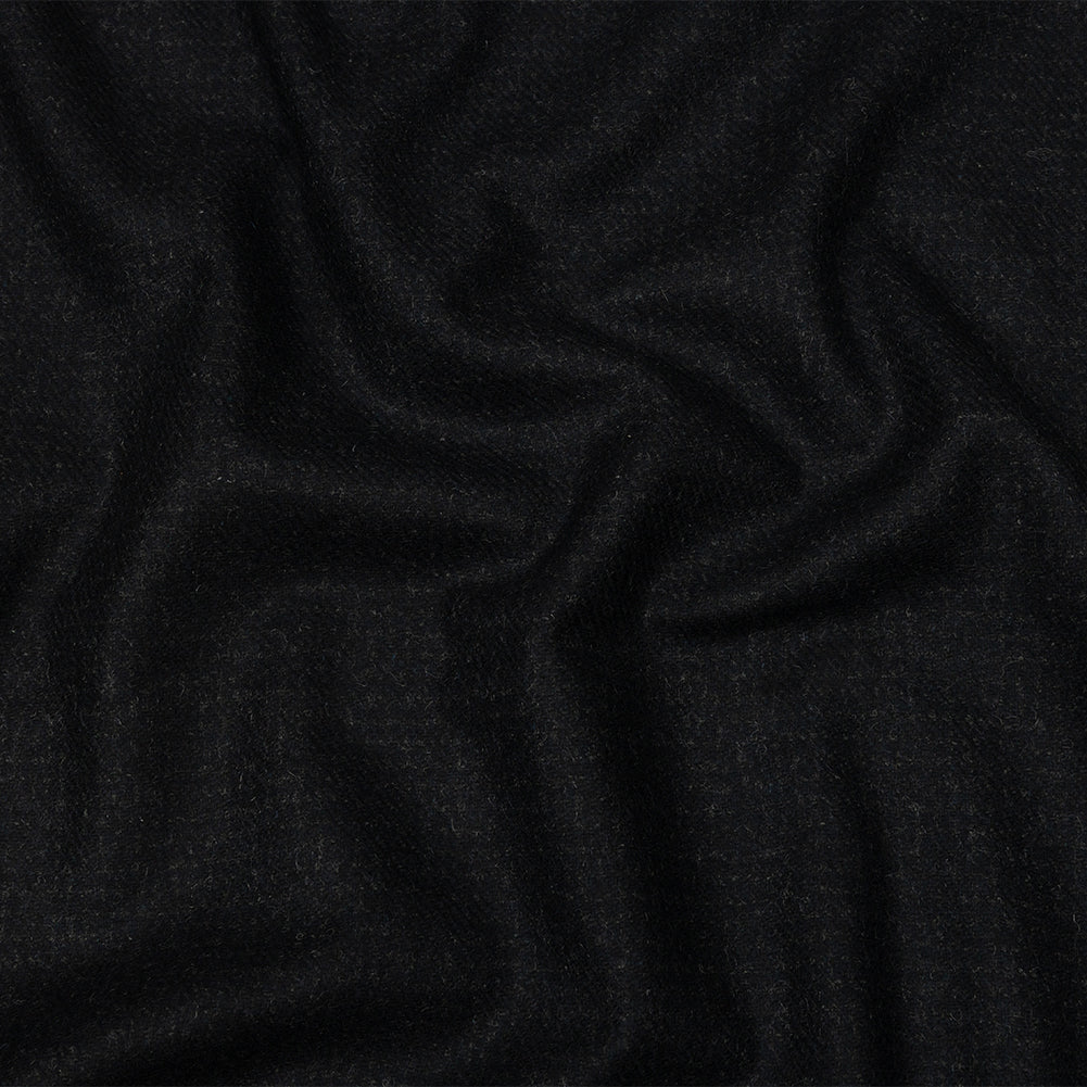 Famous Designer Navy and Black Subtle Plaid Felted Wool Heavyweight Suiting Famous Designer Navy and Black Subtle Plaid Felted Wool Heavyweight Suiting