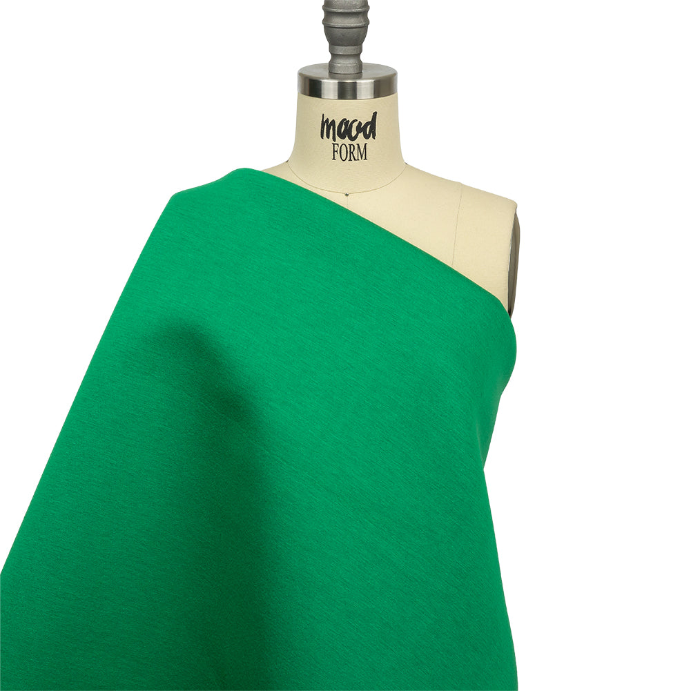 Famous Designer Kelly Green and Heathered Gray Double Face Rayon and Cotton Scuba Knit Drape Famous Designer Kelly Green and Heathered Gray Double Face Rayon and Cotton Scuba Knit Drape