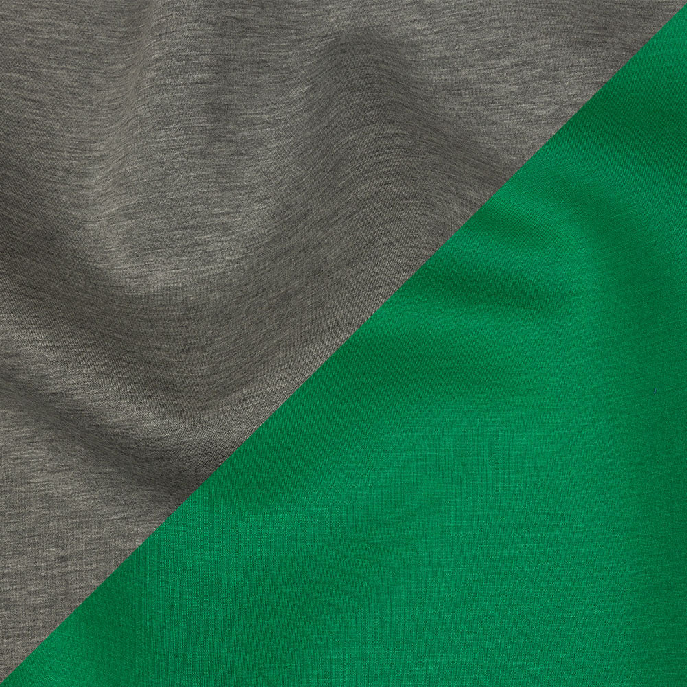 Famous Designer Kelly Green and Heathered Gray Double Face Rayon and Cotton Scuba Knit Famous Designer Kelly Green and Heathered Gray Double Face Rayon and Cotton Scuba Knit