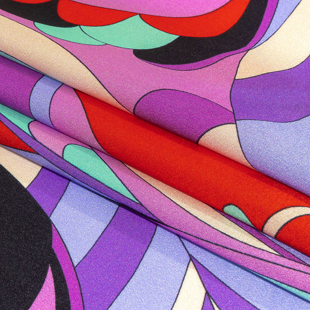 Italian Purple, Red and Ice Green Scales and Swirls Silk Charmeuse Full Italian Purple, Red and Ice Green Scales and Swirls Silk Charmeuse Full