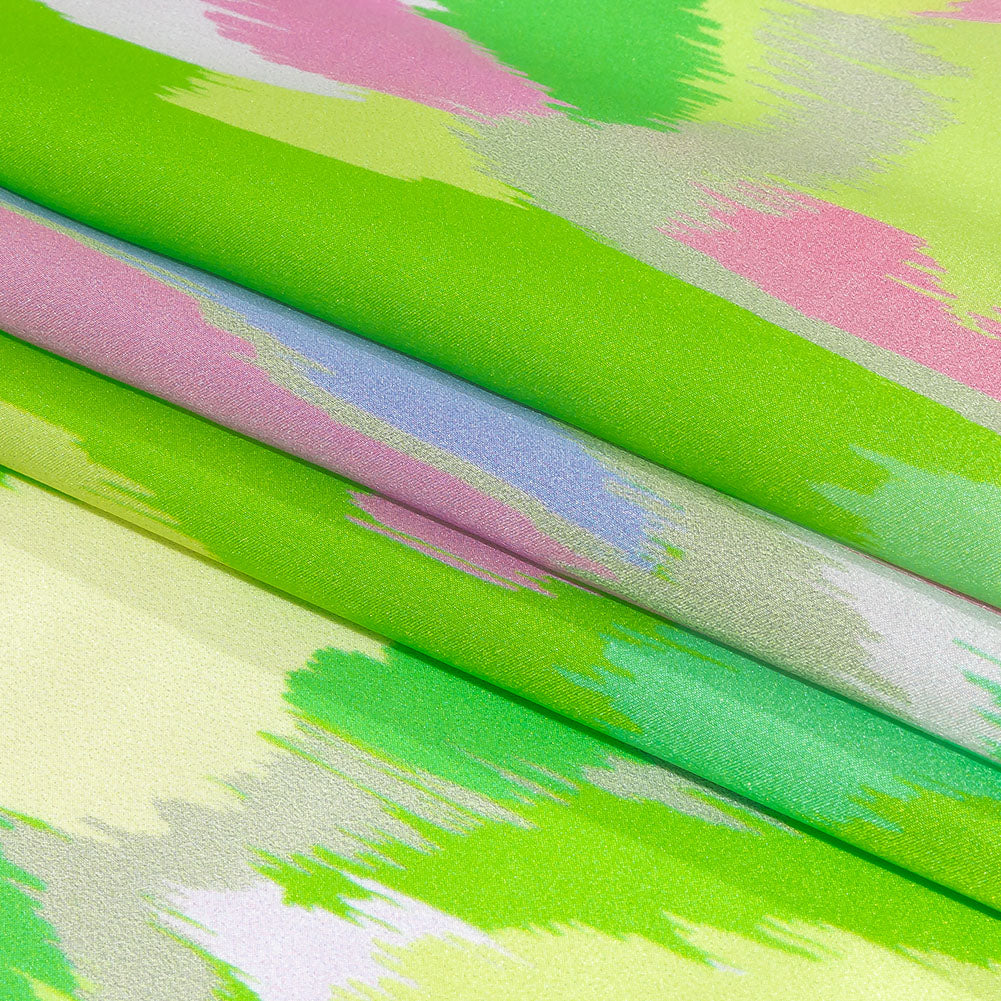 Italian Lime, Pink and Lilac Ikat Paradise Silk Charmeuse Full Italian Lime, Pink and Lilac Ikat Paradise Silk Charmeuse Full