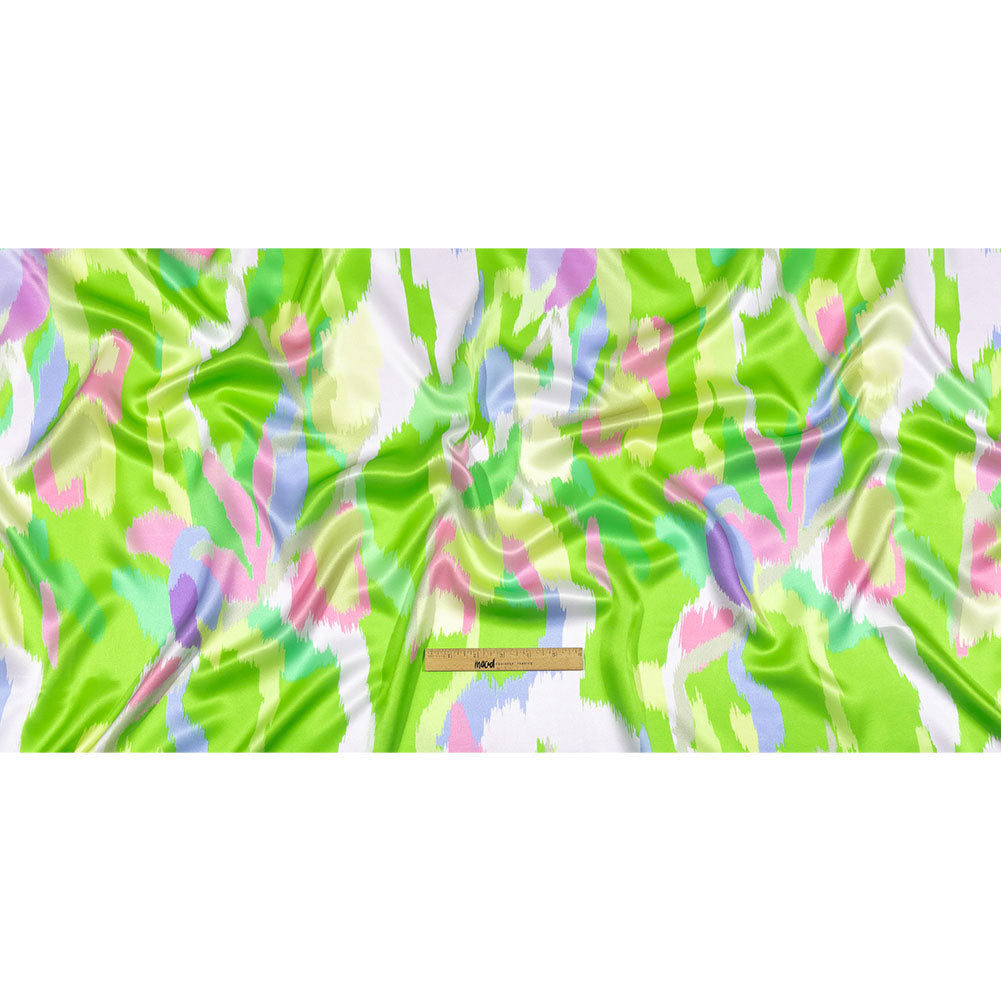Italian Lime, Pink and Lilac Ikat Paradise Silk Charmeuse Drape Italian Lime, Pink and Lilac Ikat Paradise Silk Charmeuse Drape