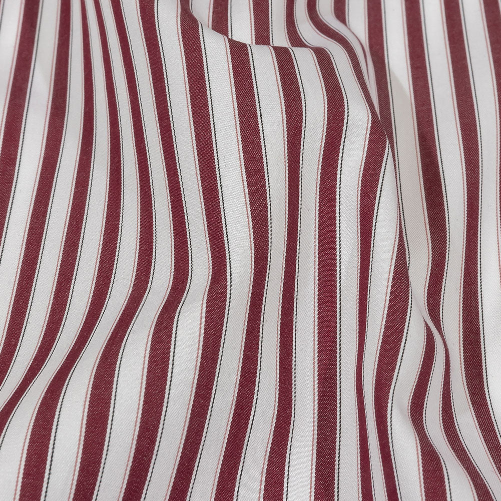 Balenciaga Italian Burgundy and White Striped Cotton Poplin Detail Balenciaga Italian Burgundy and White Striped Cotton Poplin Detail