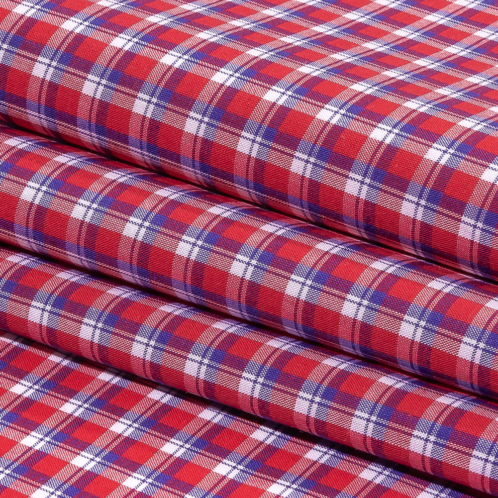 Balenciaga Italian Red, White and Blue Checks Cotton Shirting Folded Balenciaga Italian Red, White and Blue Checks Cotton Shirting Folded