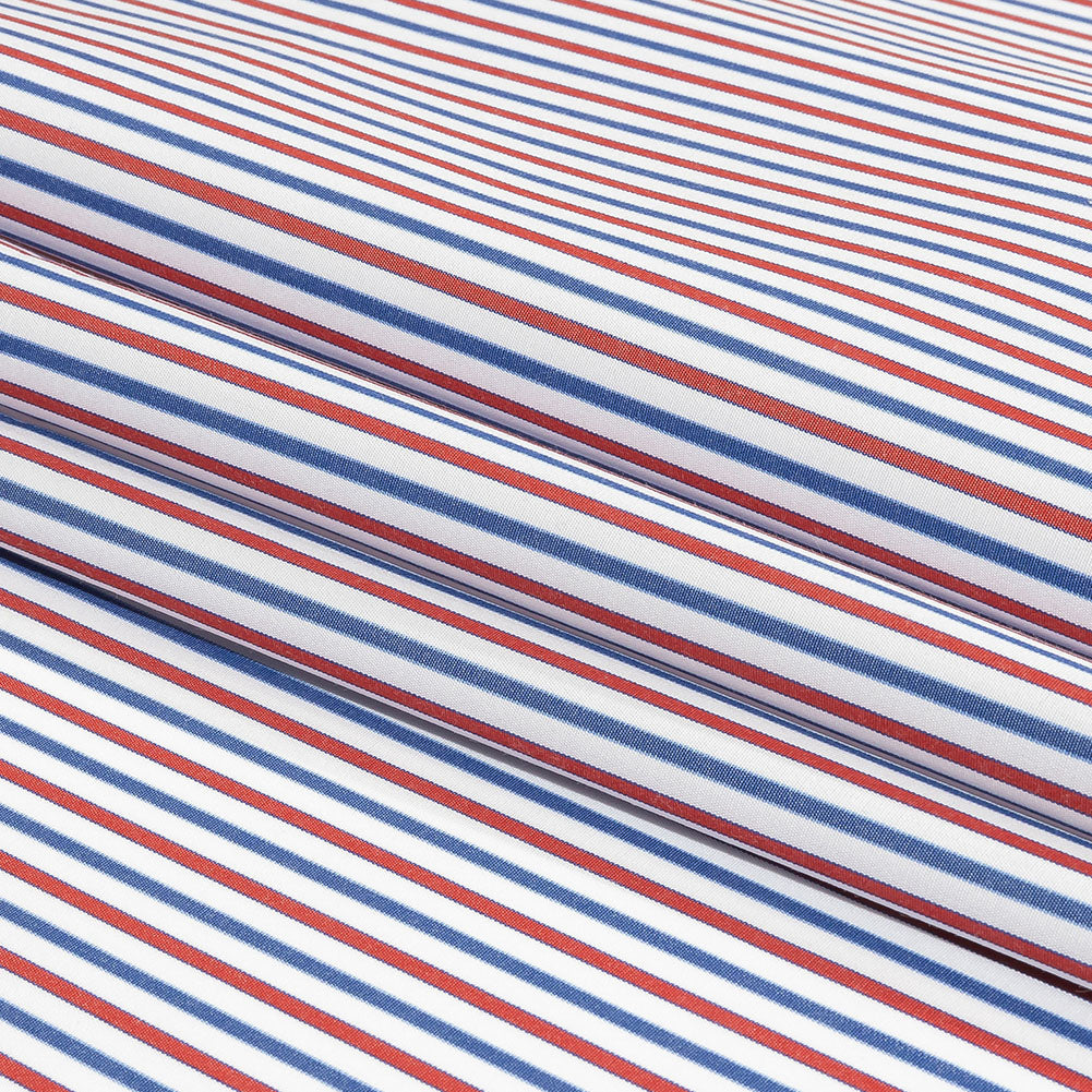 Balenciaga Italian Holly Berry, Blue and White Striped Cotton Poplin Folded Balenciaga Italian Holly Berry, Blue and White Striped Cotton Poplin Folded