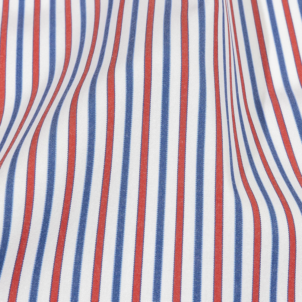 Balenciaga Italian Holly Berry, Blue and White Striped Cotton Poplin Detail Balenciaga Italian Holly Berry, Blue and White Striped Cotton Poplin Detail