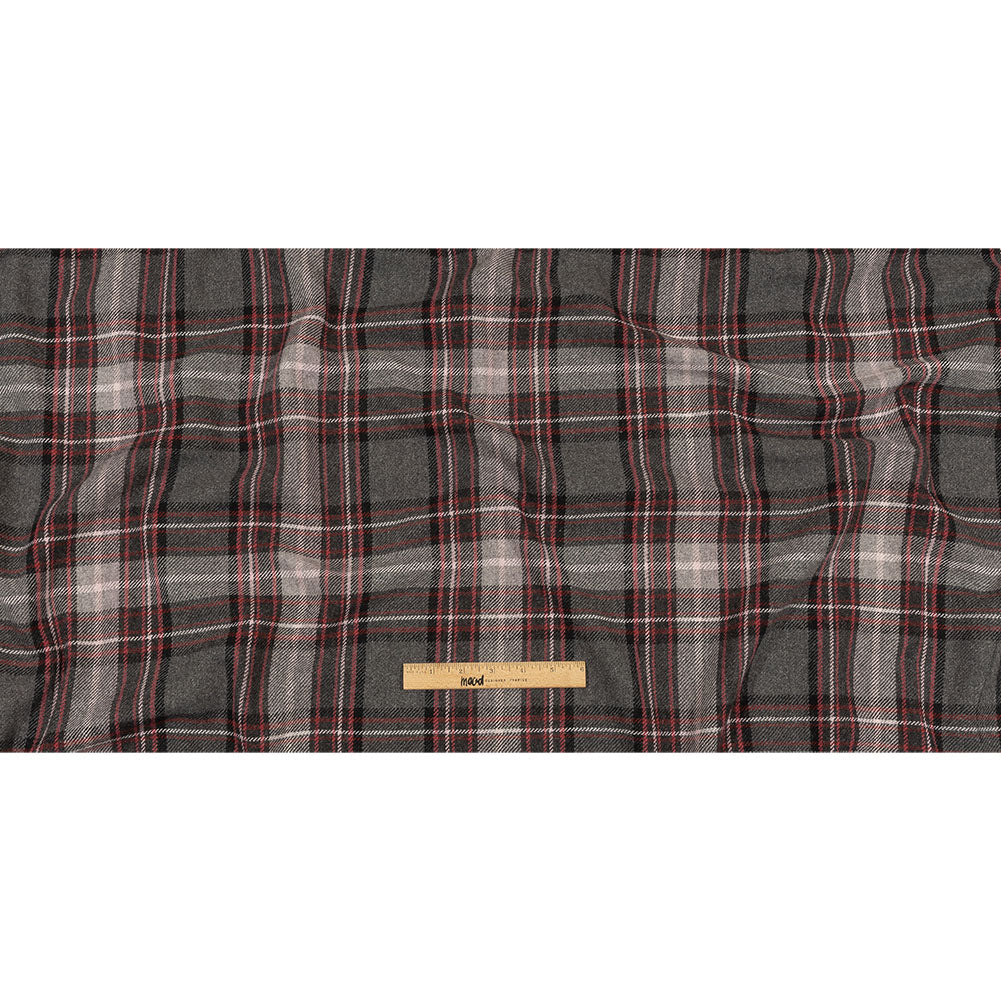 Balenciaga Italian Gray, Biking Red and Violet Ice Plaid Wool Twill Full Balenciaga Italian Gray, Biking Red and Violet Ice Plaid Wool Twill Full