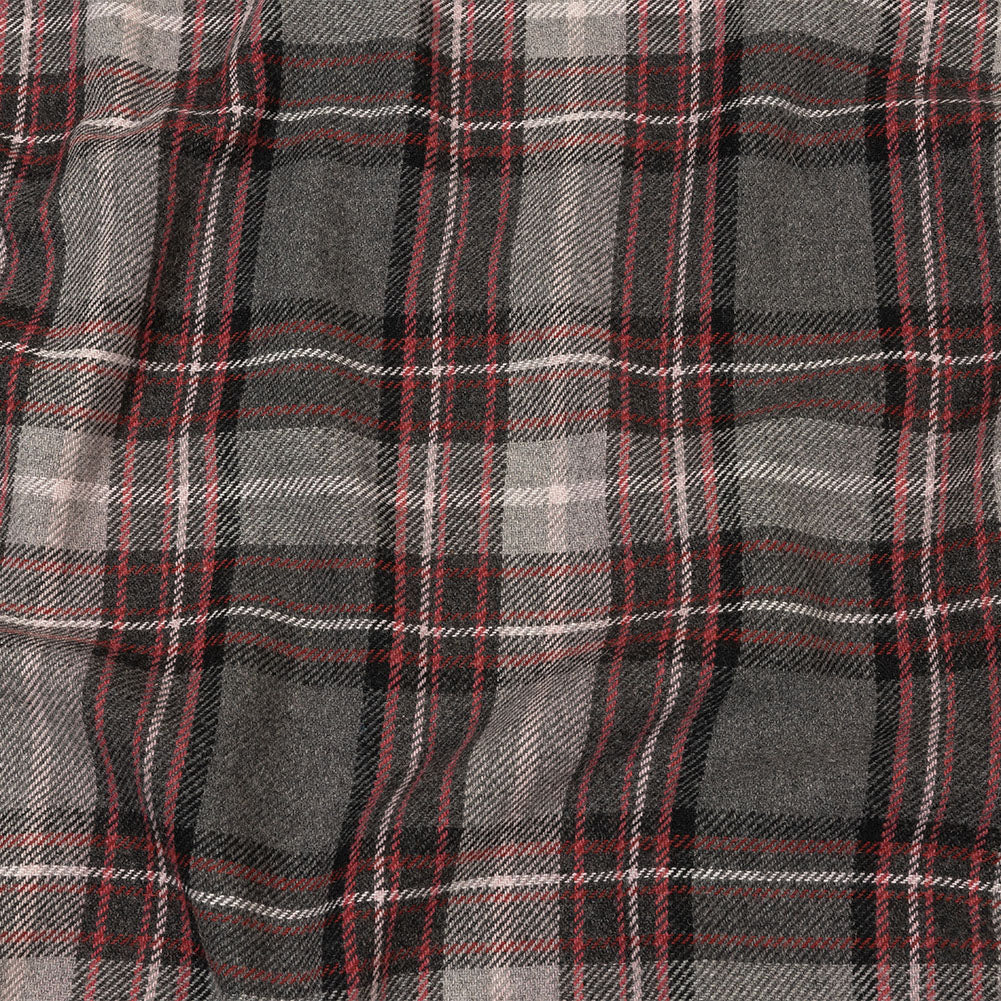 Balenciaga Italian Gray, Biking Red and Violet Ice Plaid Wool Twill Balenciaga Italian Gray, Biking Red and Violet Ice Plaid Wool Twill