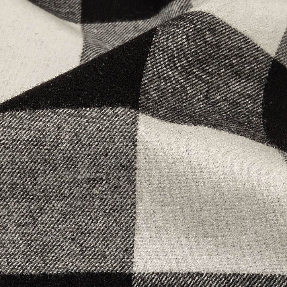 Balenciaga Italian Black and White Alyssum Buffalo Check Brushed Cotton Twill Flannel Detail Balenciaga Italian Black and White Alyssum Buffalo Check Brushed Cotton Twill Flannel Detail