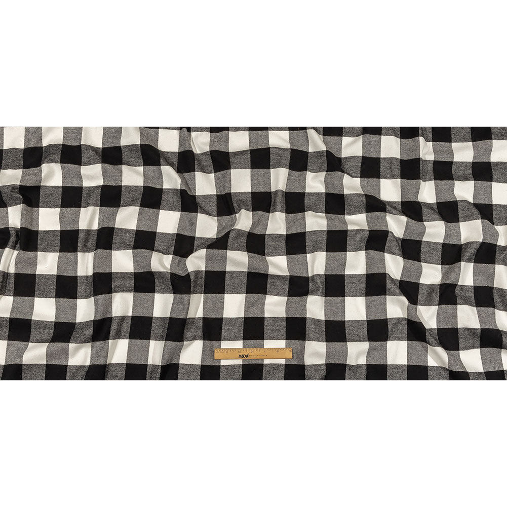 Balenciaga Italian Black and White Alyssum Buffalo Check Brushed Cotton Twill Flannel Full Balenciaga Italian Black and White Alyssum Buffalo Check Brushed Cotton Twill Flannel Full
