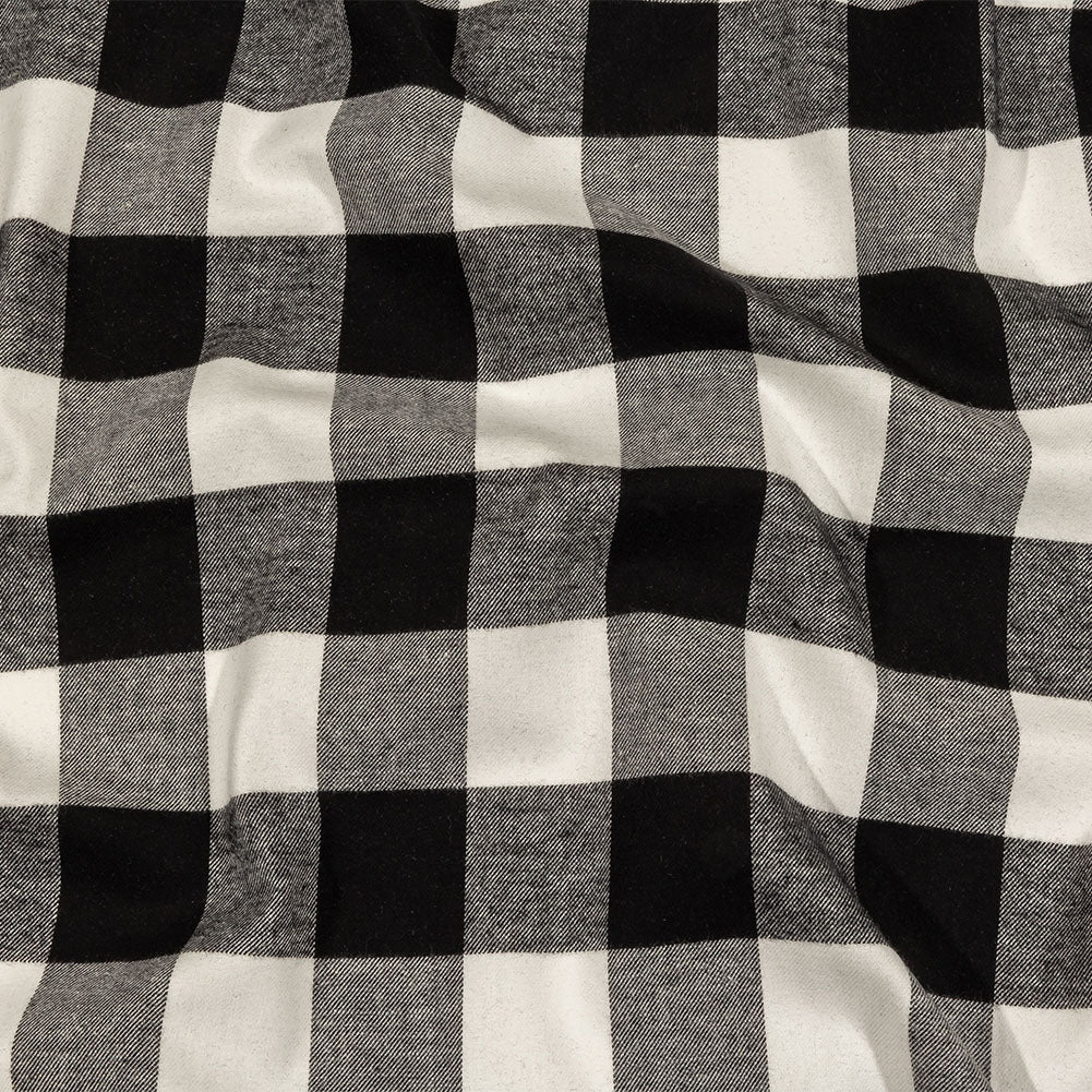 Balenciaga Italian Black and White Alyssum Buffalo Check Brushed Cotton Twill Flannel Balenciaga Italian Black and White Alyssum Buffalo Check Brushed Cotton Twill Flannel