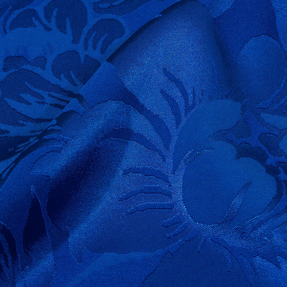 Balenciaga Italian Royal Blue Floral Tonal Stretch Viscose and Polyester Jacquard Detail Balenciaga Italian Royal Blue Floral Tonal Stretch Viscose and Polyester Jacquard Detail