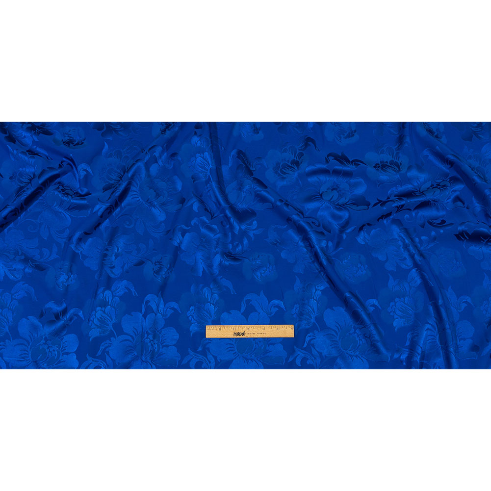 Balenciaga Italian Royal Blue Floral Tonal Stretch Viscose and Polyester Jacquard Full Balenciaga Italian Royal Blue Floral Tonal Stretch Viscose and Polyester Jacquard Full