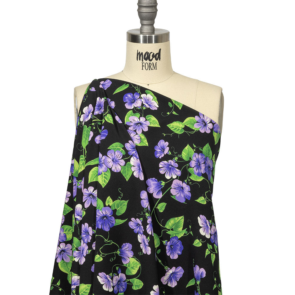 Balenciaga Italian Purple, Vibrant Green and Black Violets Virgin Wool Twill Detail Balenciaga Italian Purple, Vibrant Green and Black Violets Virgin Wool Twill Detail