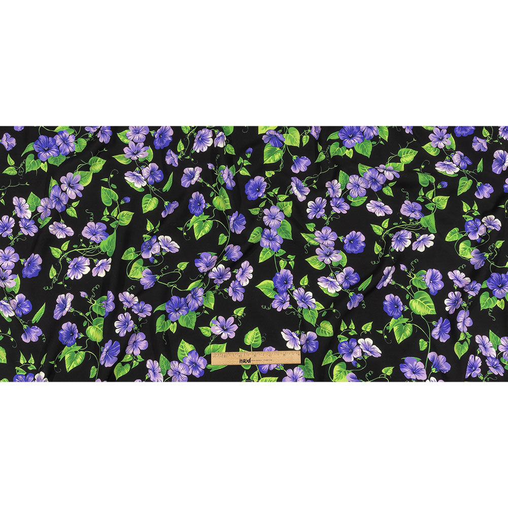Balenciaga Italian Purple, Vibrant Green and Black Violets Virgin Wool Twill Drape Balenciaga Italian Purple, Vibrant Green and Black Violets Virgin Wool Twill Drape