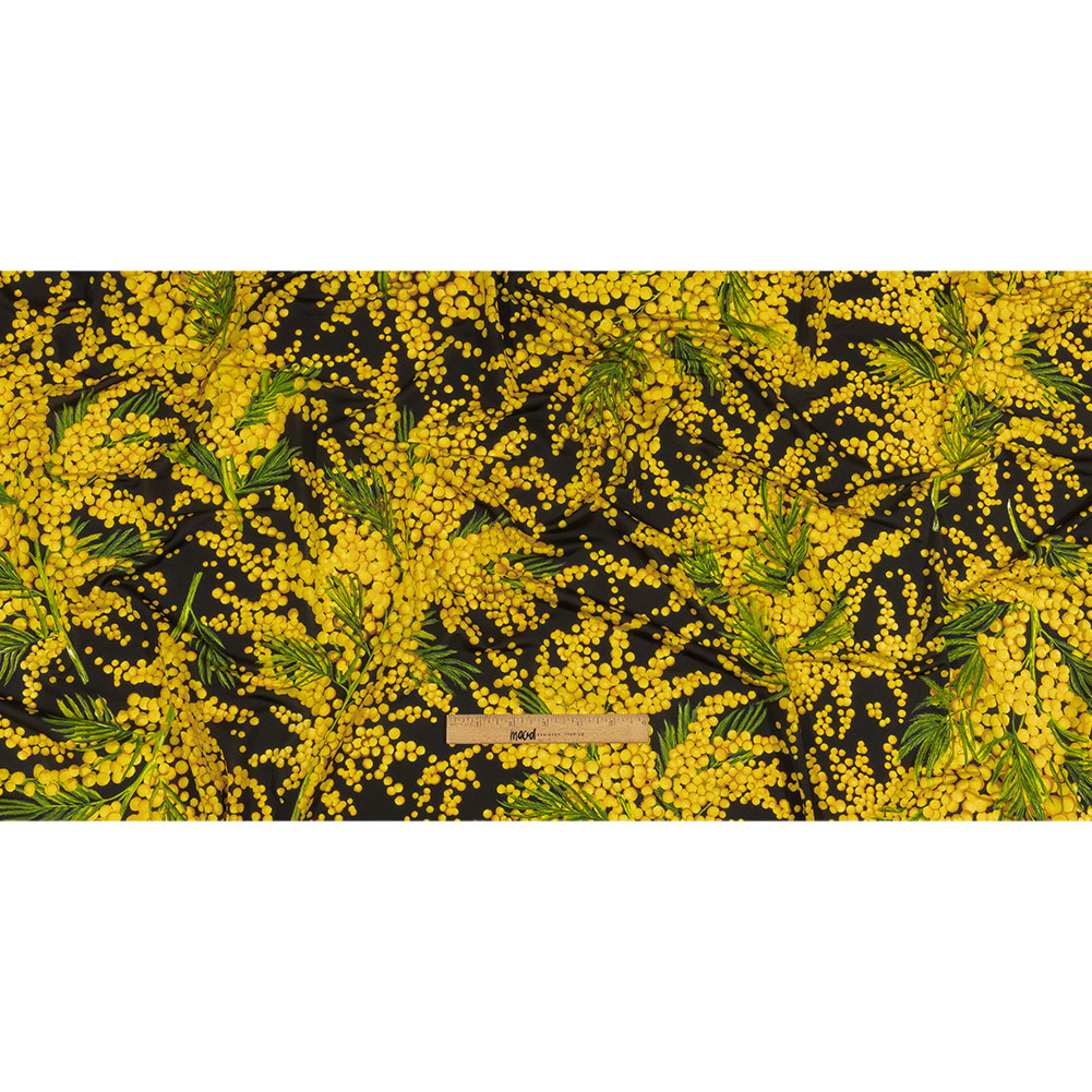 Balenciaga Italian Yellow, Green and Black Lemon Bubbles and Herbs Stretch Viscose Jersey Full Balenciaga Italian Yellow, Green and Black Lemon Bubbles and Herbs Stretch Viscose Jersey Full