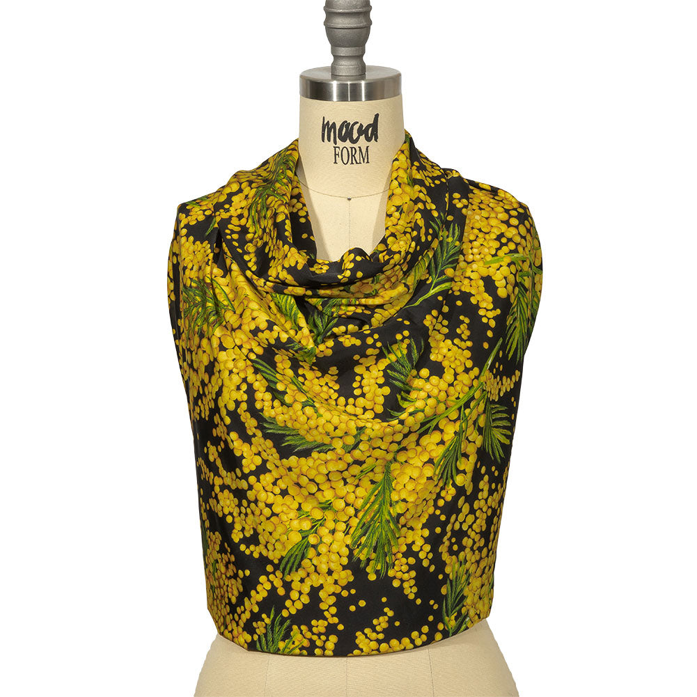 Balenciaga Italian Yellow, Green and Black Lemon Bubbles and Herbs Stretch Viscose Jersey Drape Balenciaga Italian Yellow, Green and Black Lemon Bubbles and Herbs Stretch Viscose Jersey Drape