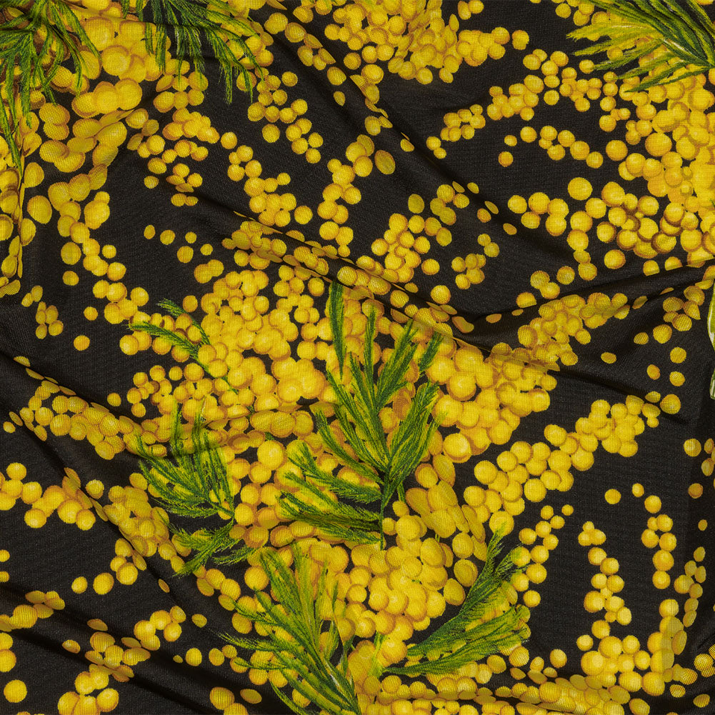 Balenciaga Italian Yellow, Green and Black Lemon Bubbles and Herbs Stretch Viscose Jersey Balenciaga Italian Yellow, Green and Black Lemon Bubbles and Herbs Stretch Viscose Jersey