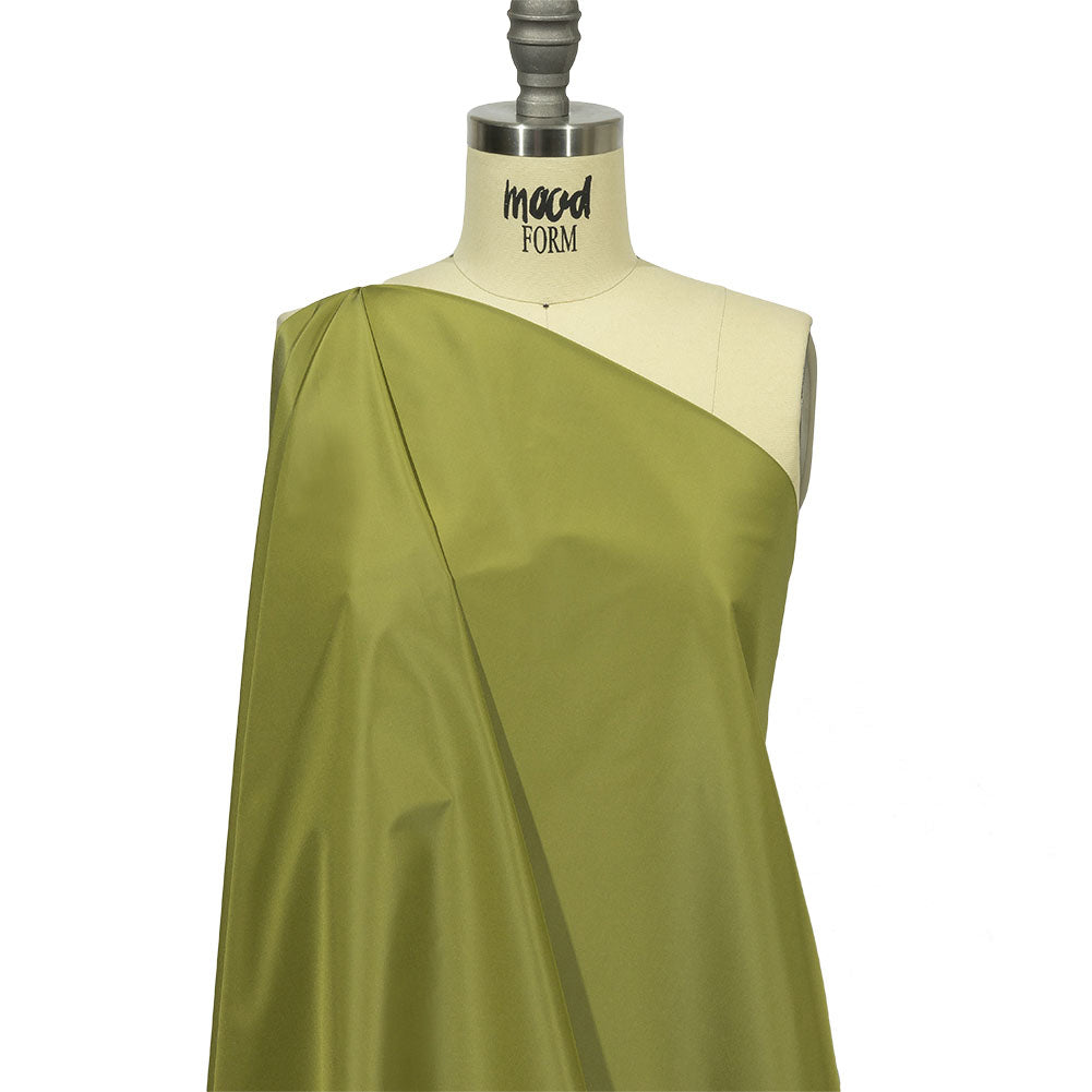 Balenciaga Italian Pea Green Polyester and Viscose Micro Faille Drape Balenciaga Italian Pea Green Polyester and Viscose Micro Faille Drape