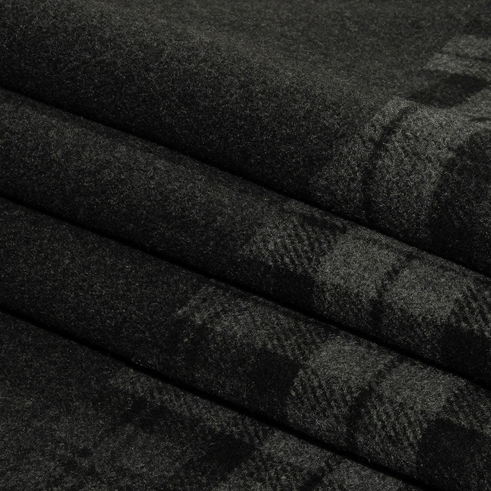 Balenciaga Italian Black and Raven Tartan Cashmere and Wool Blend Double Cloth Coating Folded Balenciaga Italian Black and Raven Tartan Cashmere and Wool Blend Double Cloth Coating Folded