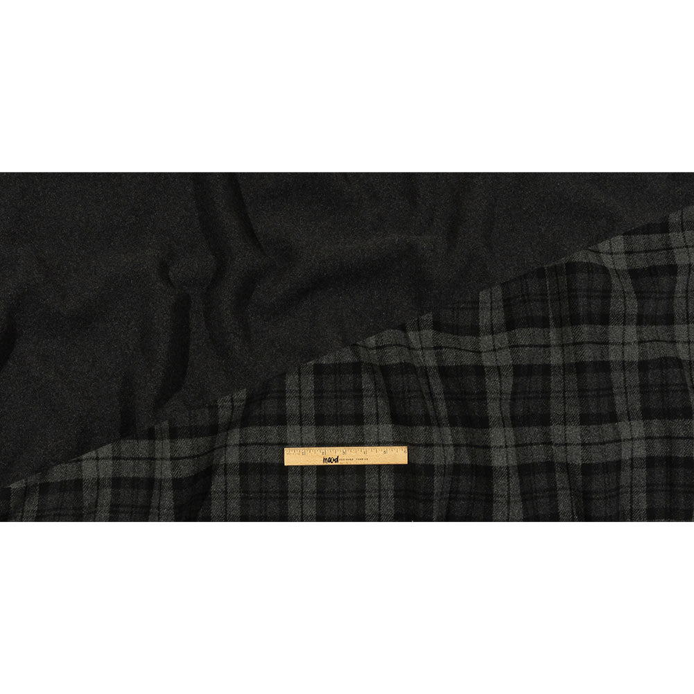 Balenciaga Italian Black and Raven Tartan Cashmere and Wool Blend Double Cloth Coating Full Balenciaga Italian Black and Raven Tartan Cashmere and Wool Blend Double Cloth Coating Full