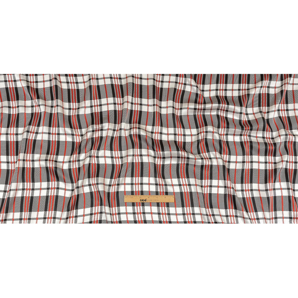 Balenciaga Italian Red, Black and White Plaid Silk Charmeuse Drape Balenciaga Italian Red, Black and White Plaid Silk Charmeuse Drape