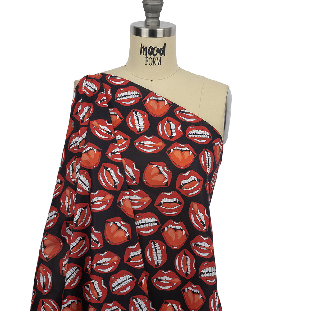 Mercerized Organic Egyptian Cotton Voile - Red and Black Vampire Lips - Toulouse Collection Mercerized Organic Egyptian Cotton Voile - Red and Black Vampire Lips - Toulouse Collection