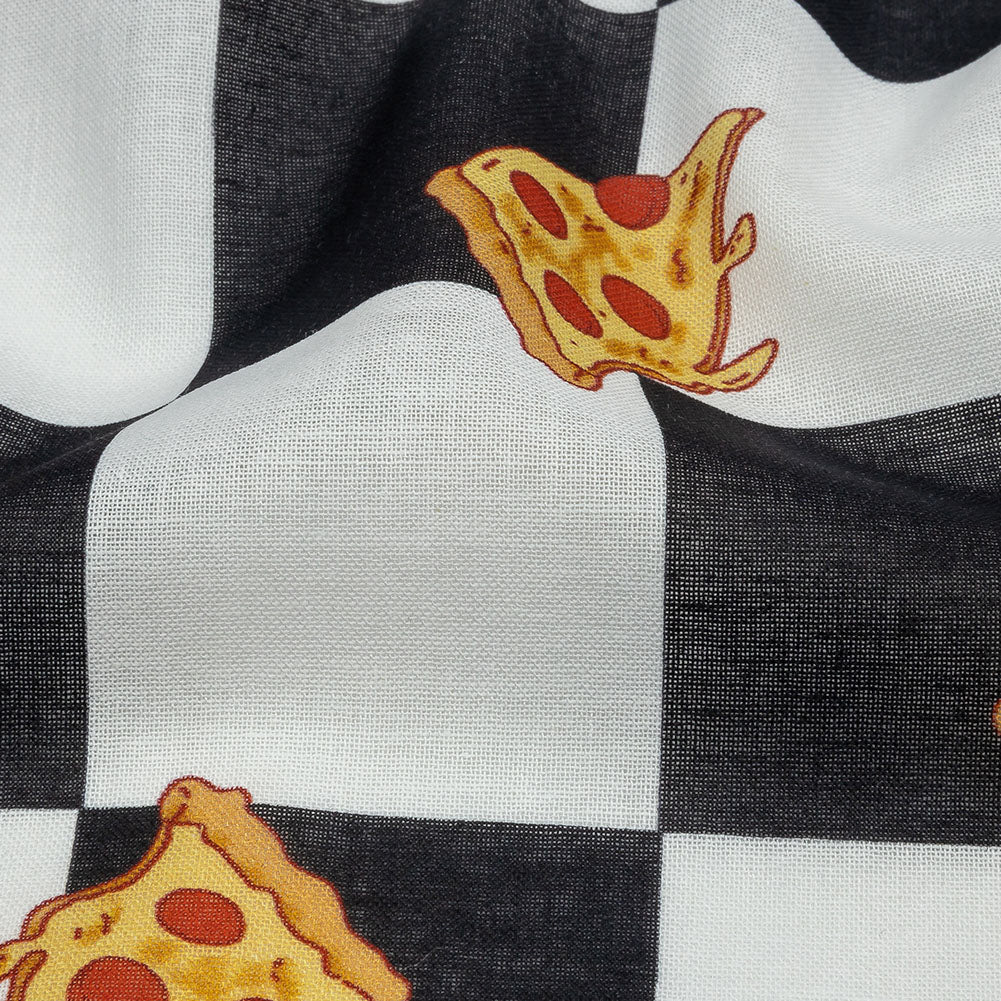 Mercerized Organic Egyptian Cotton Voile - Black, White and Yellow Pizza Check - Toulouse Collection - Detail Mercerized Organic Egyptian Cotton Voile - Black, White and Yellow Pizza Check - Toulouse Collection - Detail