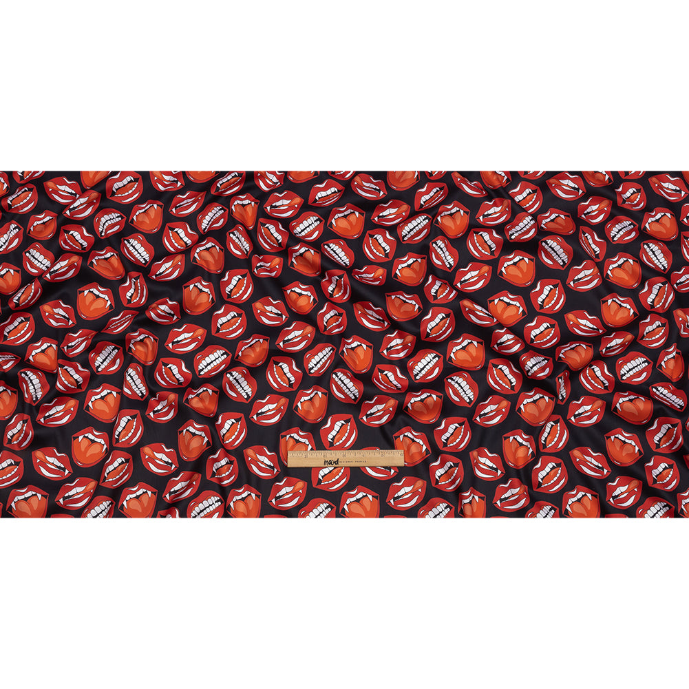Mercerized Organic Egyptian Cotton Shirting - Red and Black Vampire Lips - Ravello Collection Mercerized Organic Egyptian Cotton Shirting - Red and Black Vampire Lips - Ravello Collection